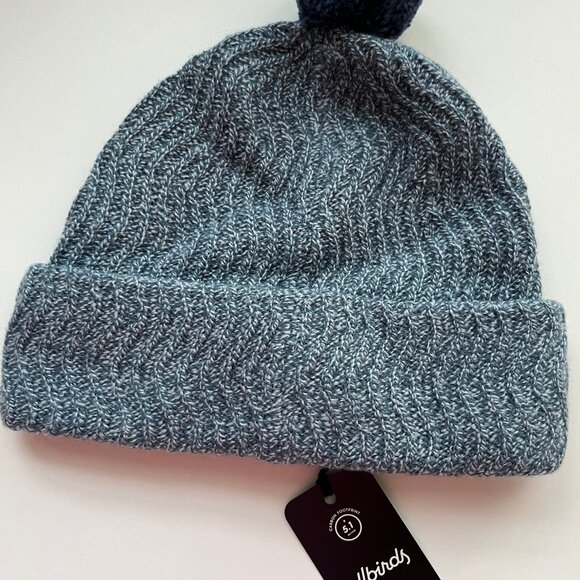 Allbirds NWT 100% Merino Wool Winter Pom Beanie Hat Juniper Blue Unisex - Picture 4 of 5